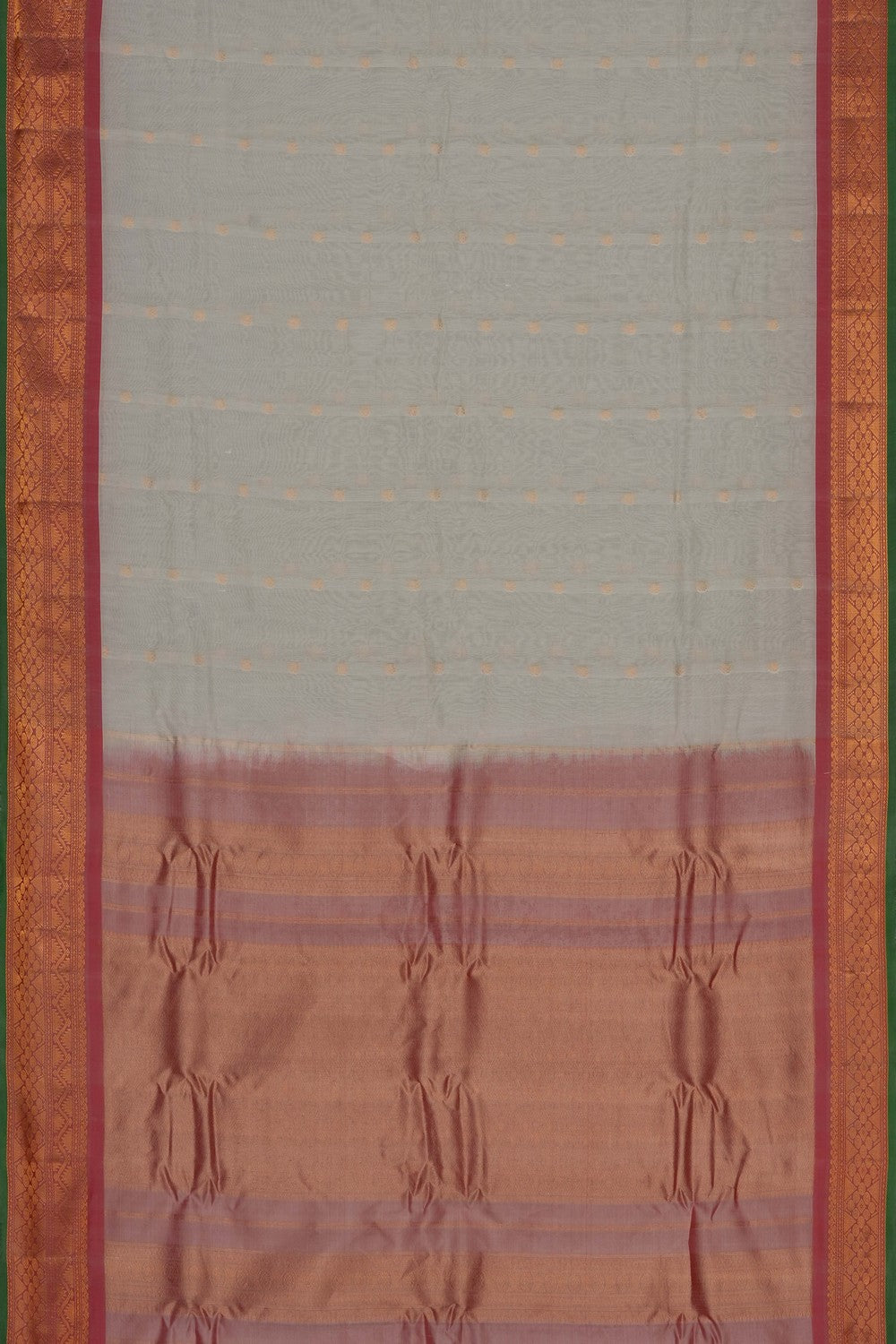 Image of White Gadwal Silk Saree