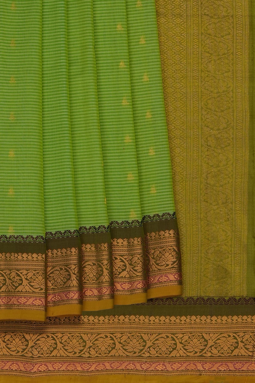 Image of Green Gadwal Silk Cotton Saree