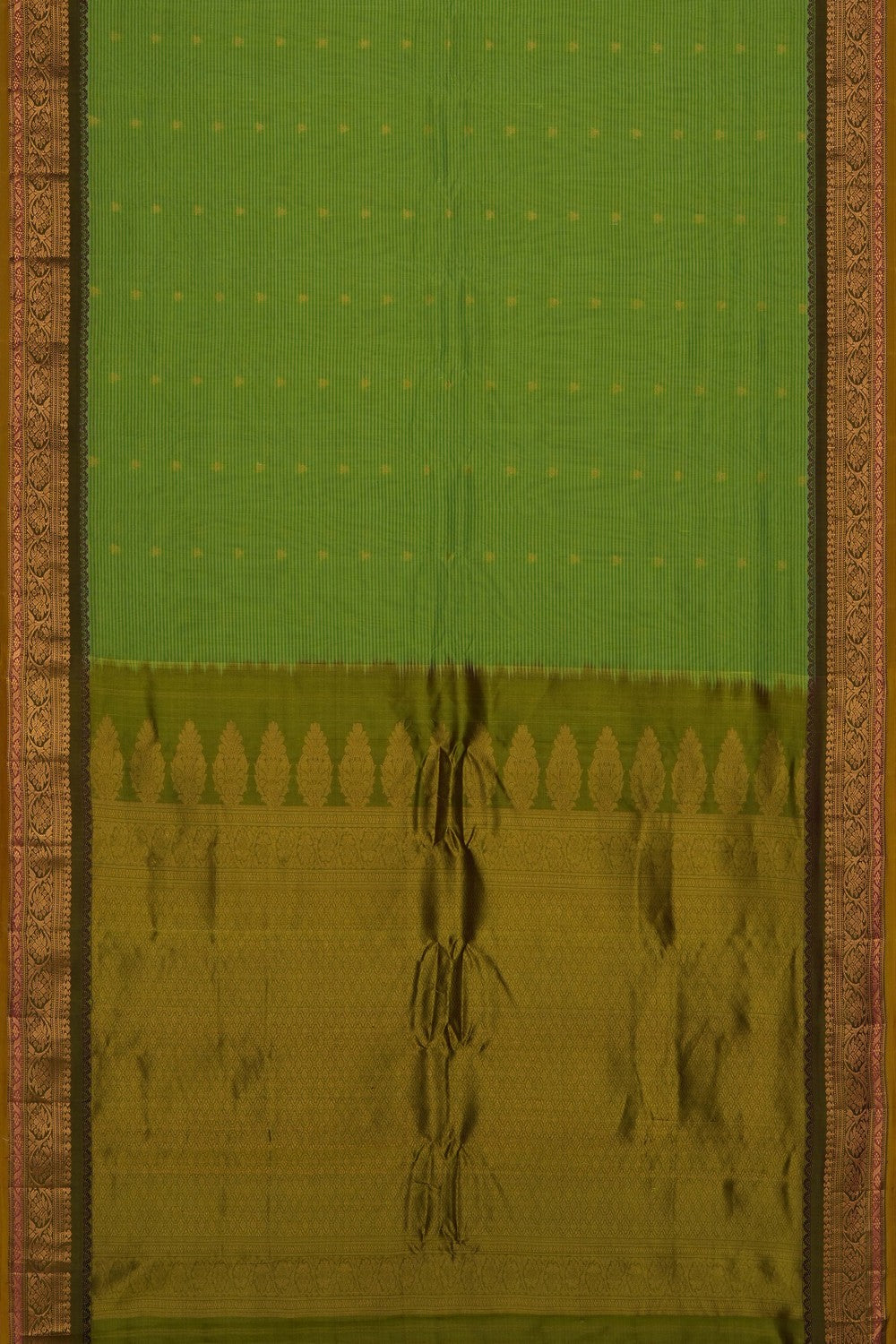Image of Green Gadwal Silk Cotton Saree