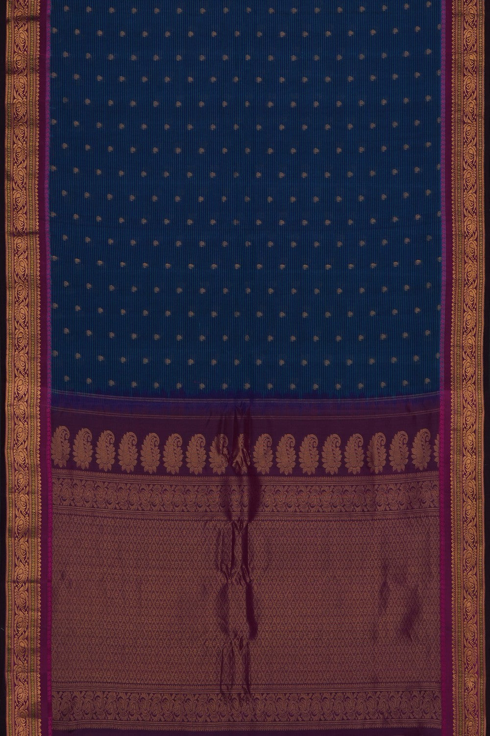 Image of Blue Gadwal Silk Cotton Saree
