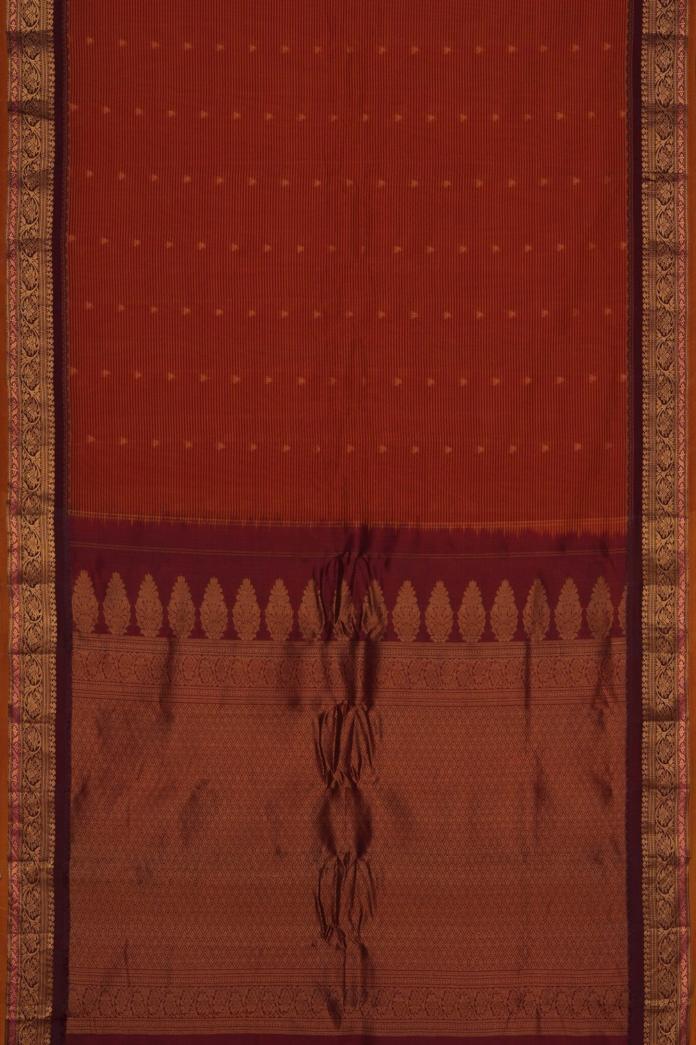 Image of Rust-Orange Gadwal Silk Cotton Saree