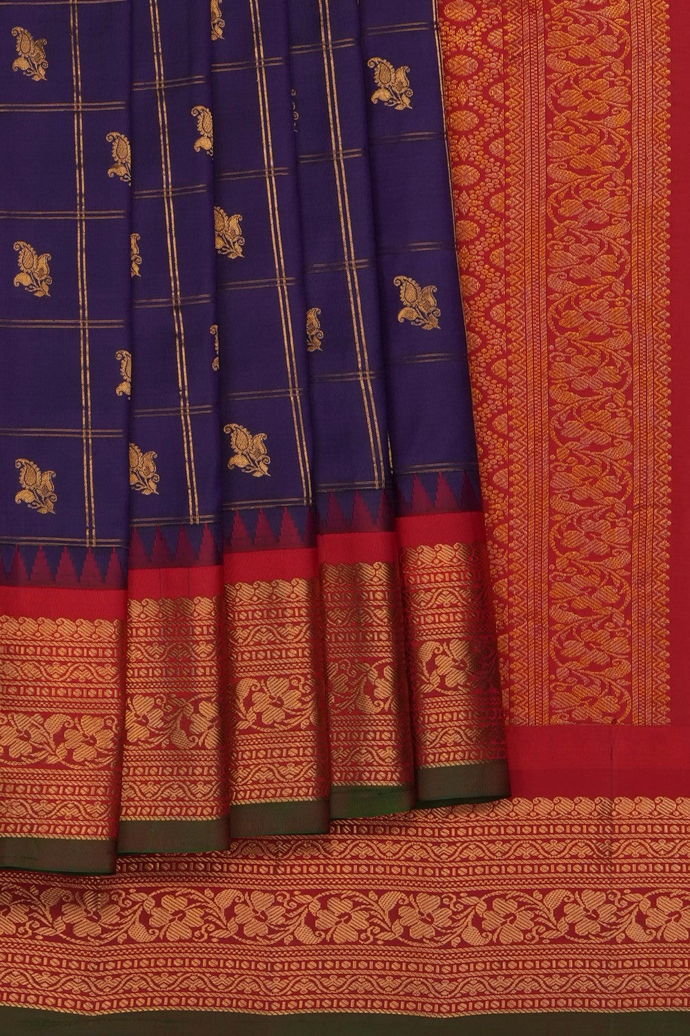 Image of Purple Gadwal Silk Kattam Saree