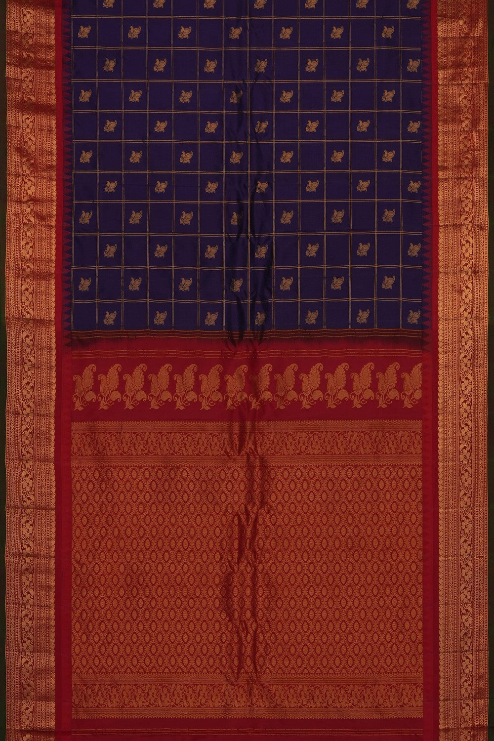 Image of Purple Gadwal Silk Kattam Saree