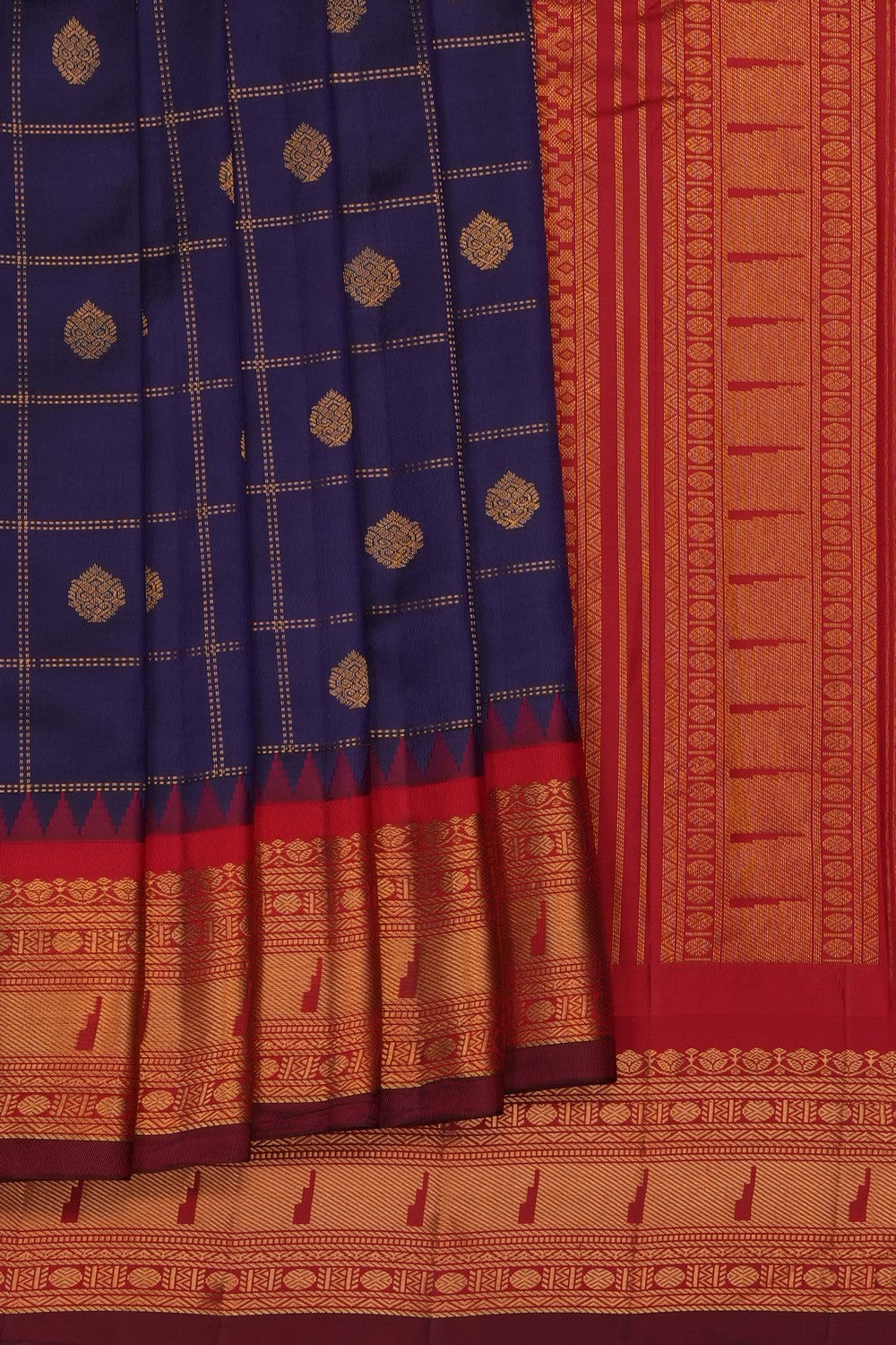 Image of Purple Gadwal Silk Kattam Saree