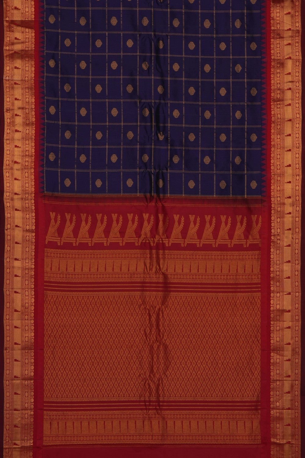 Image of Purple Gadwal Silk Kattam Saree