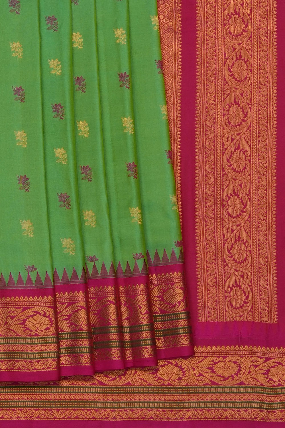 Image of Mint-Green Gadwal Silk Saree