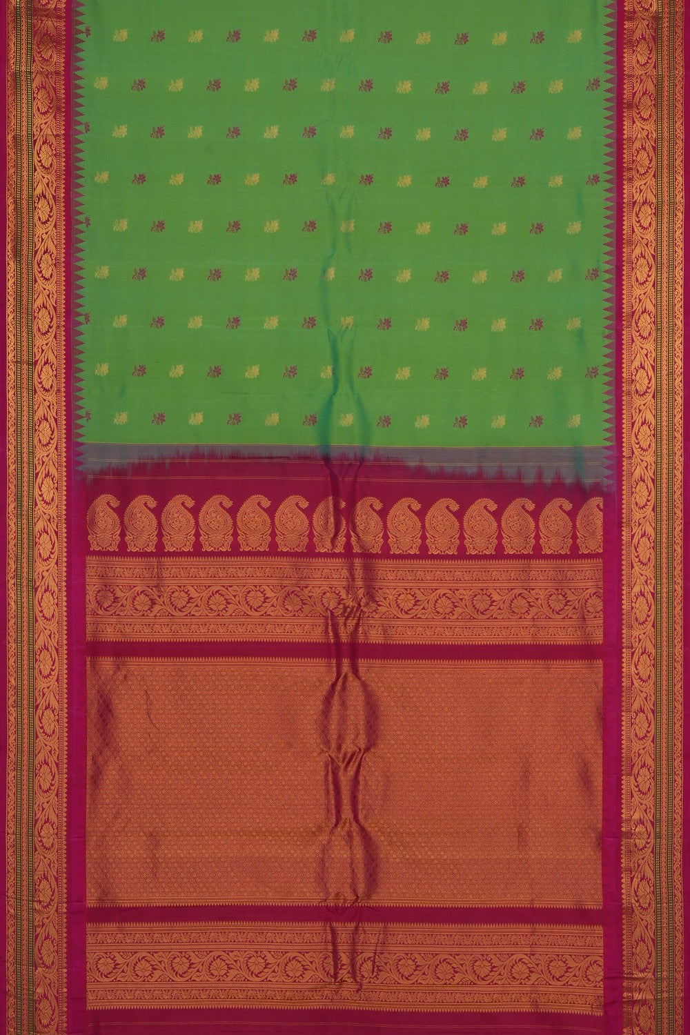 Image of Mint-Green Gadwal Silk Saree