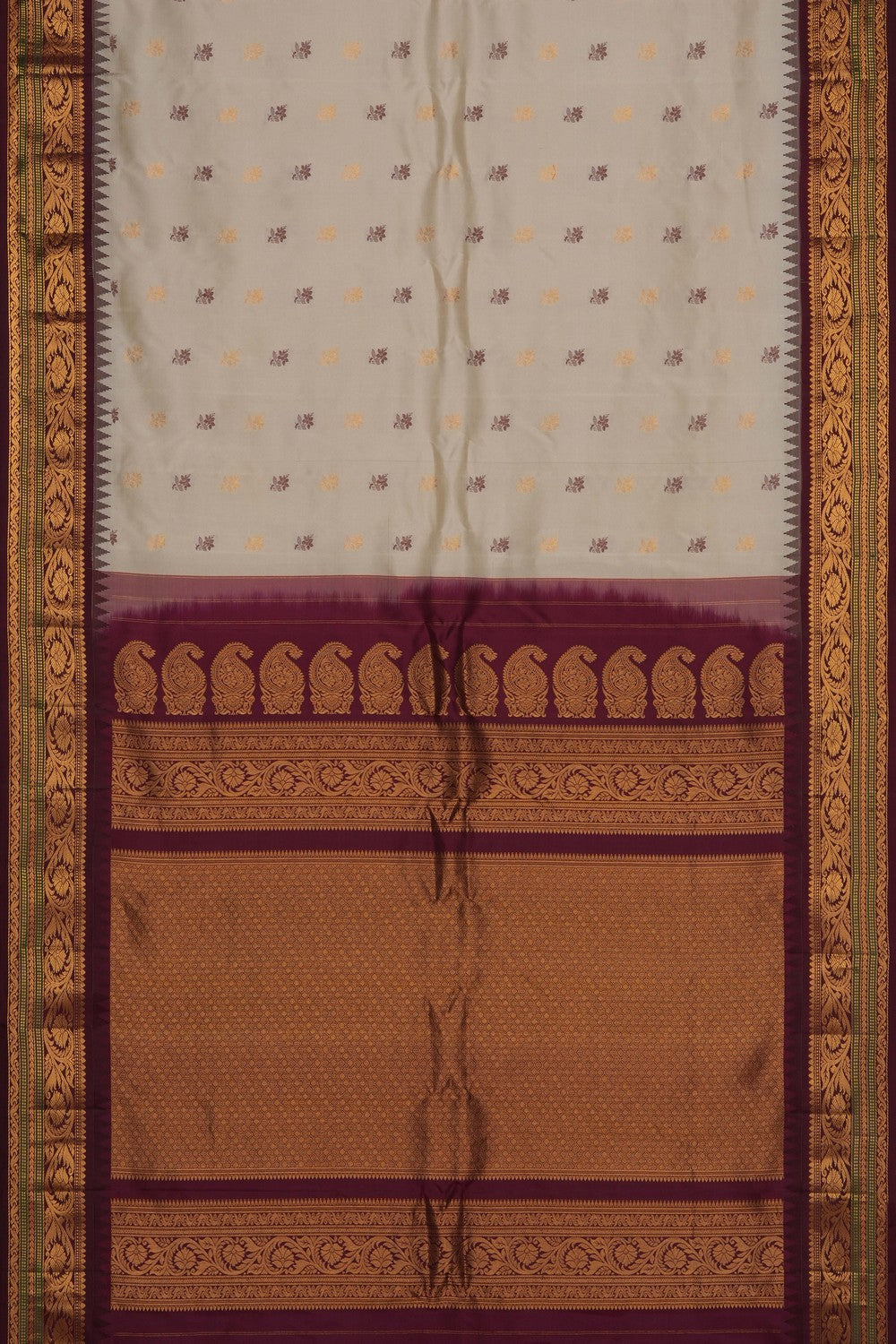 Image of Off-White Gadwal Silk Saree