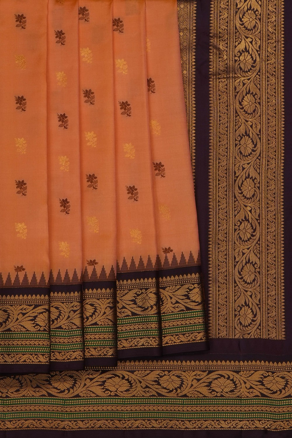 Image of Peach Gadwal Silk Saree