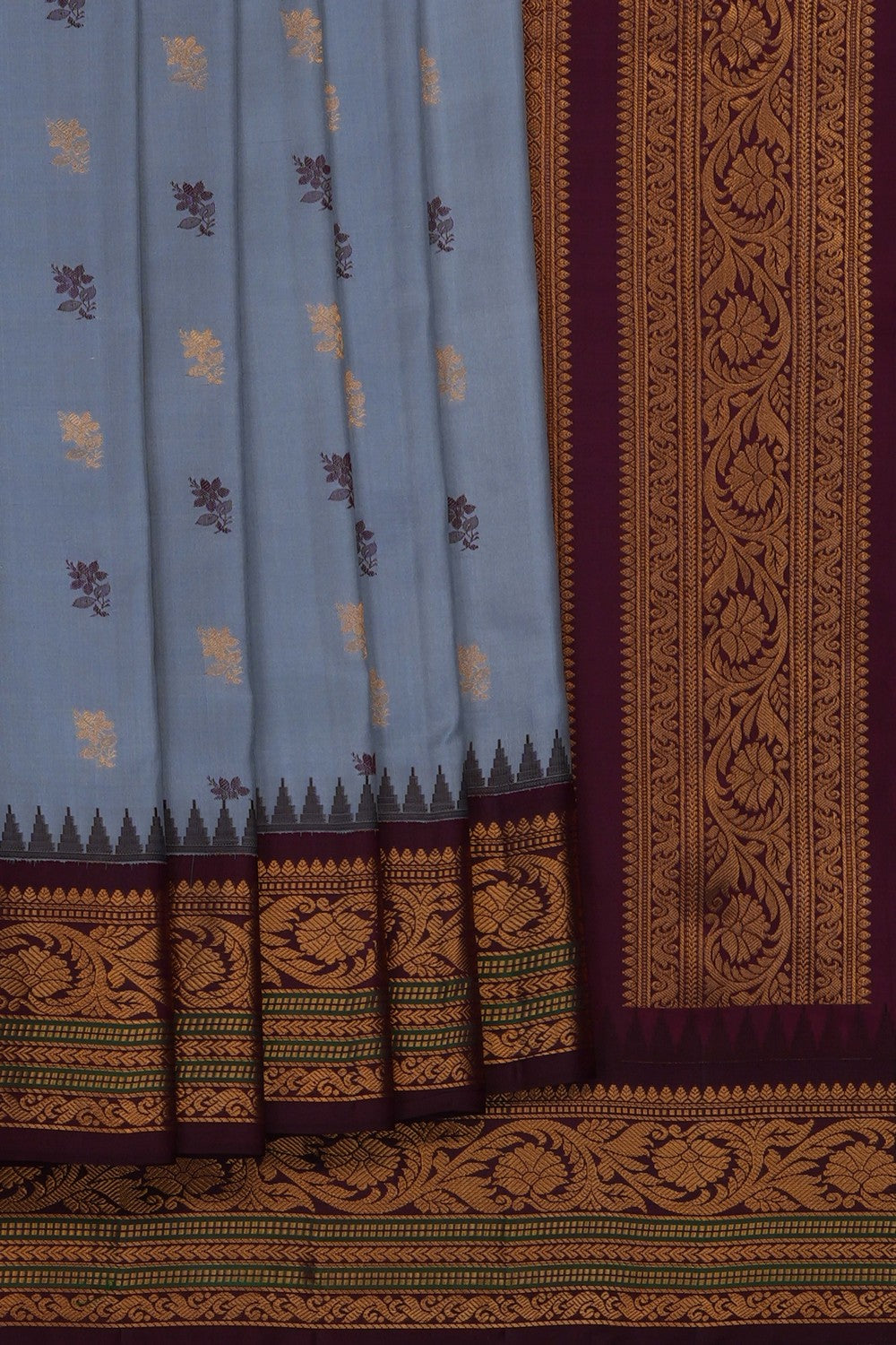 Image of Grey Gadwal Silk Saree