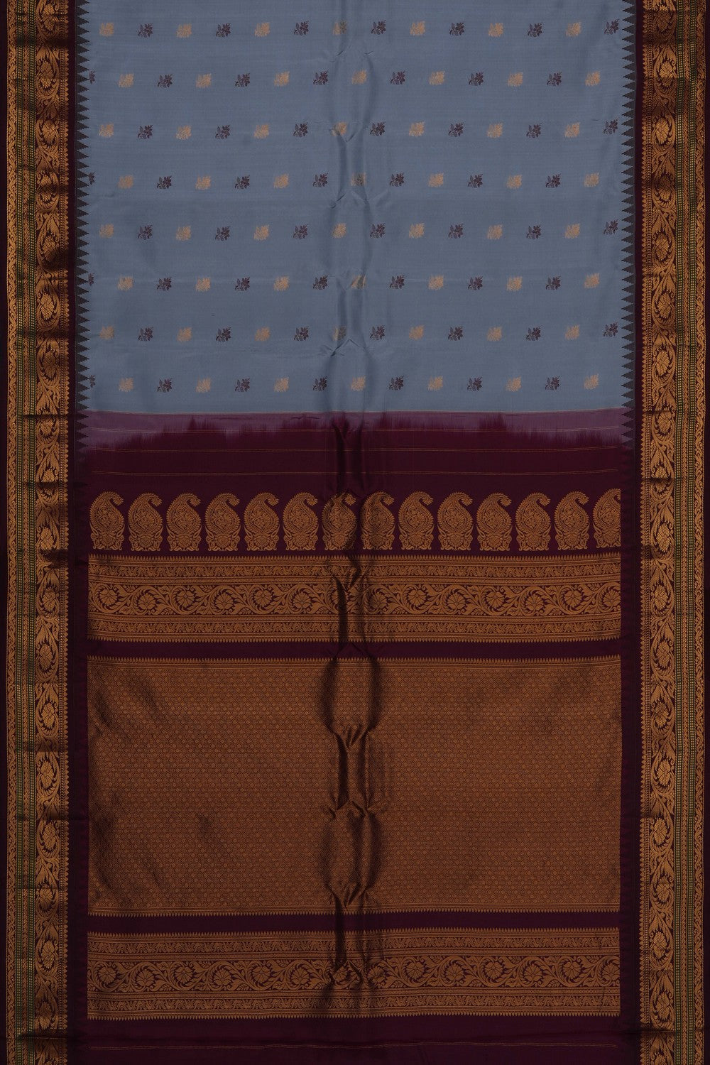 Image of Grey Gadwal Silk Saree
