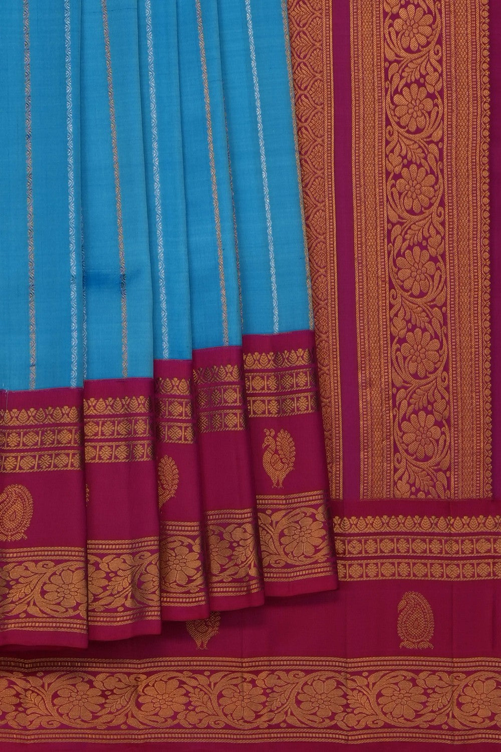 Image of Blue Gadwal Silk Saree