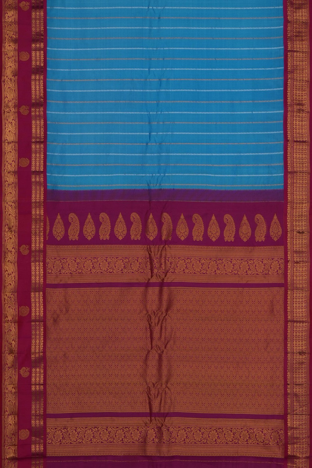 Image of Blue Gadwal Silk Saree