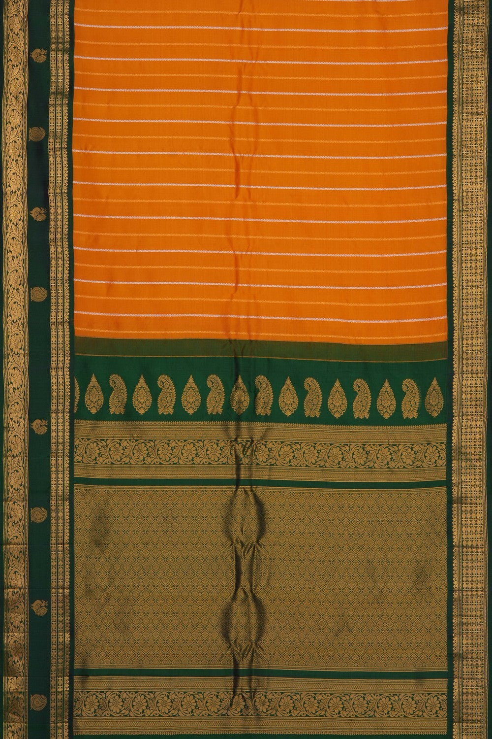 Image of Orange Gadwal Silk Saree
