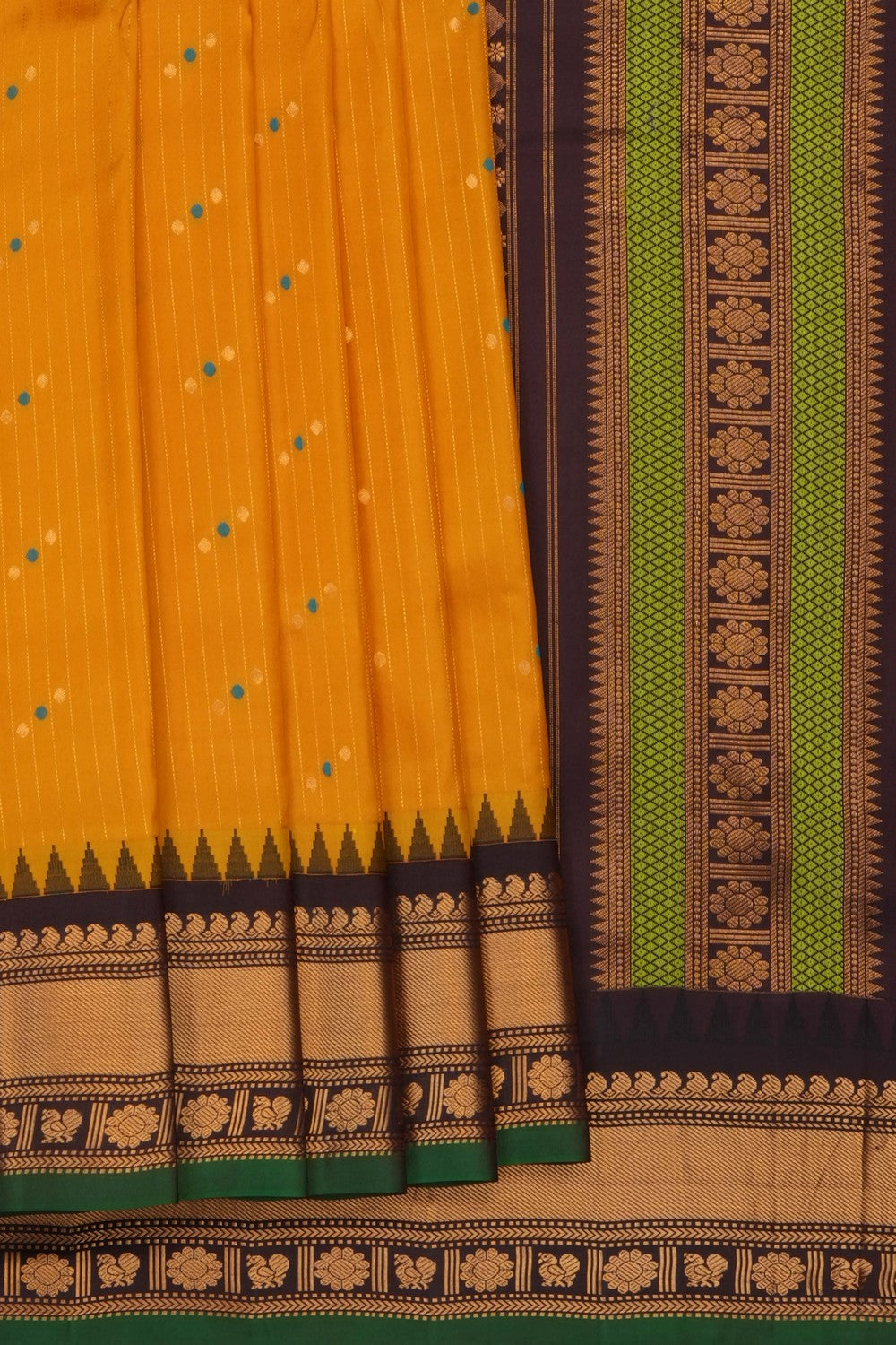 Image of Mustard Gadwal Silk Saree