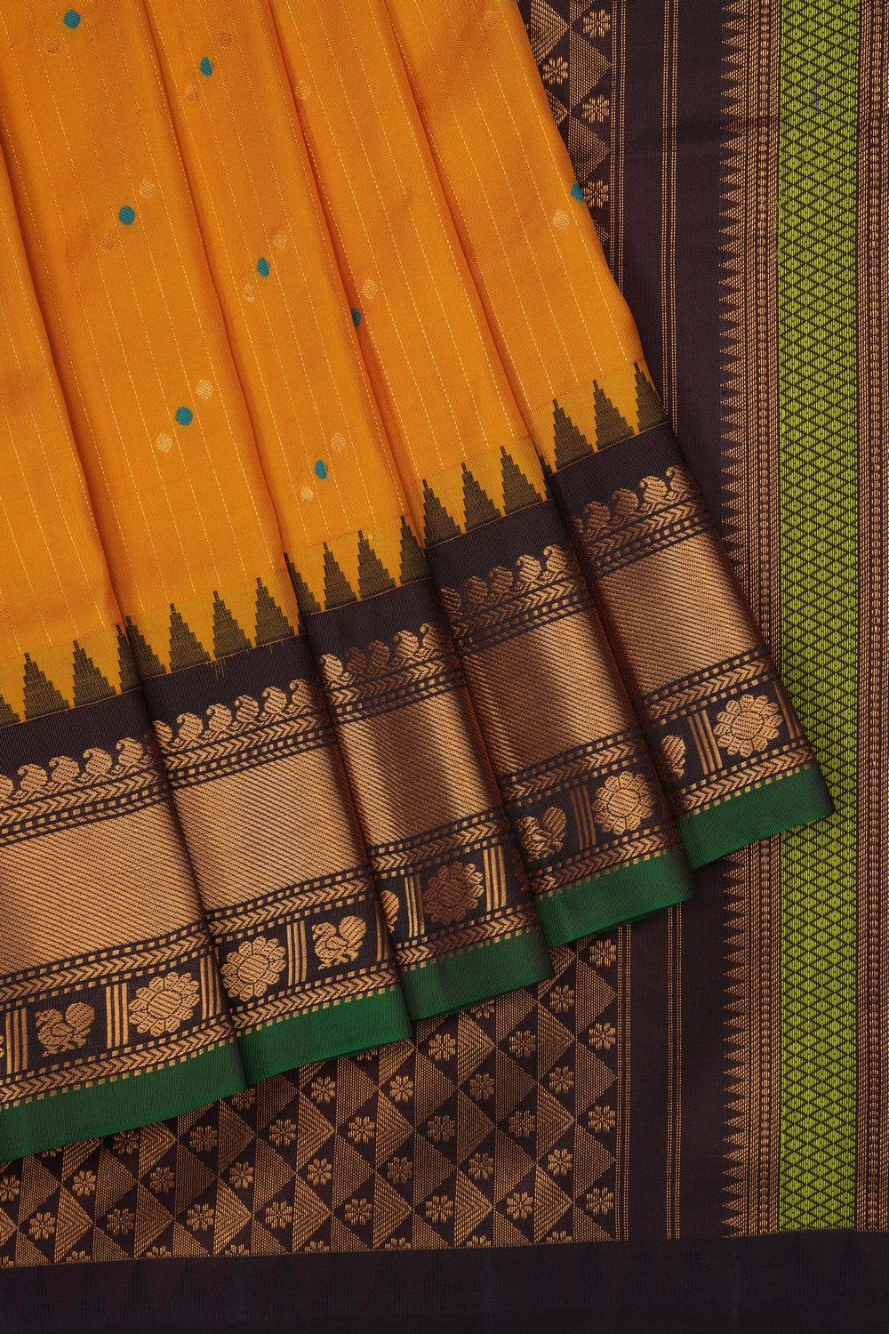 Image of Mustard Gadwal Silk Saree