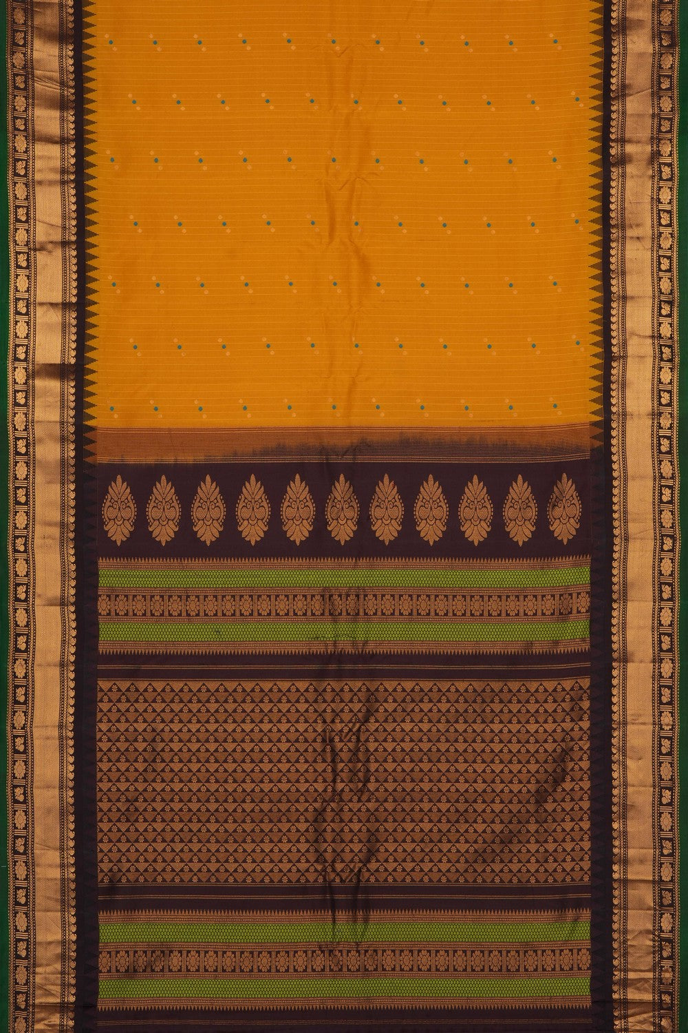 Image of Mustard Gadwal Silk Saree