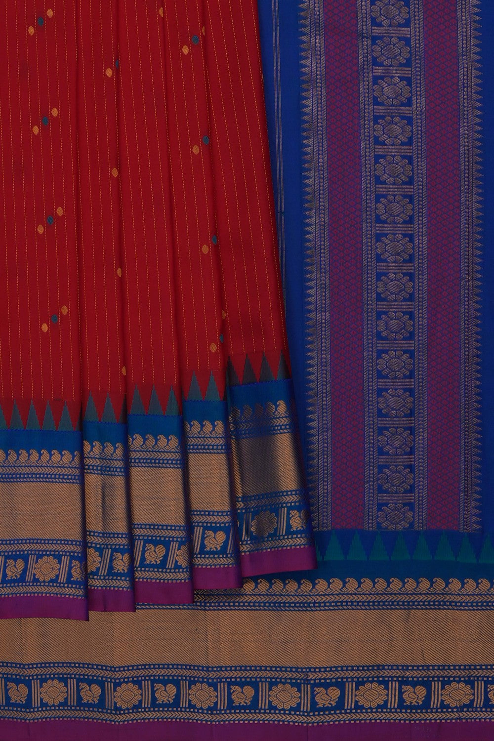 Image of Red Gadwal Silk Saree
