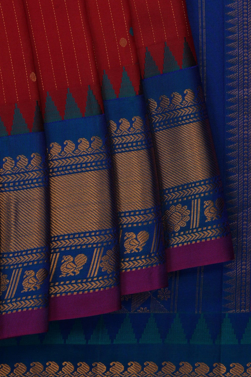 Image of Red Gadwal Silk Saree