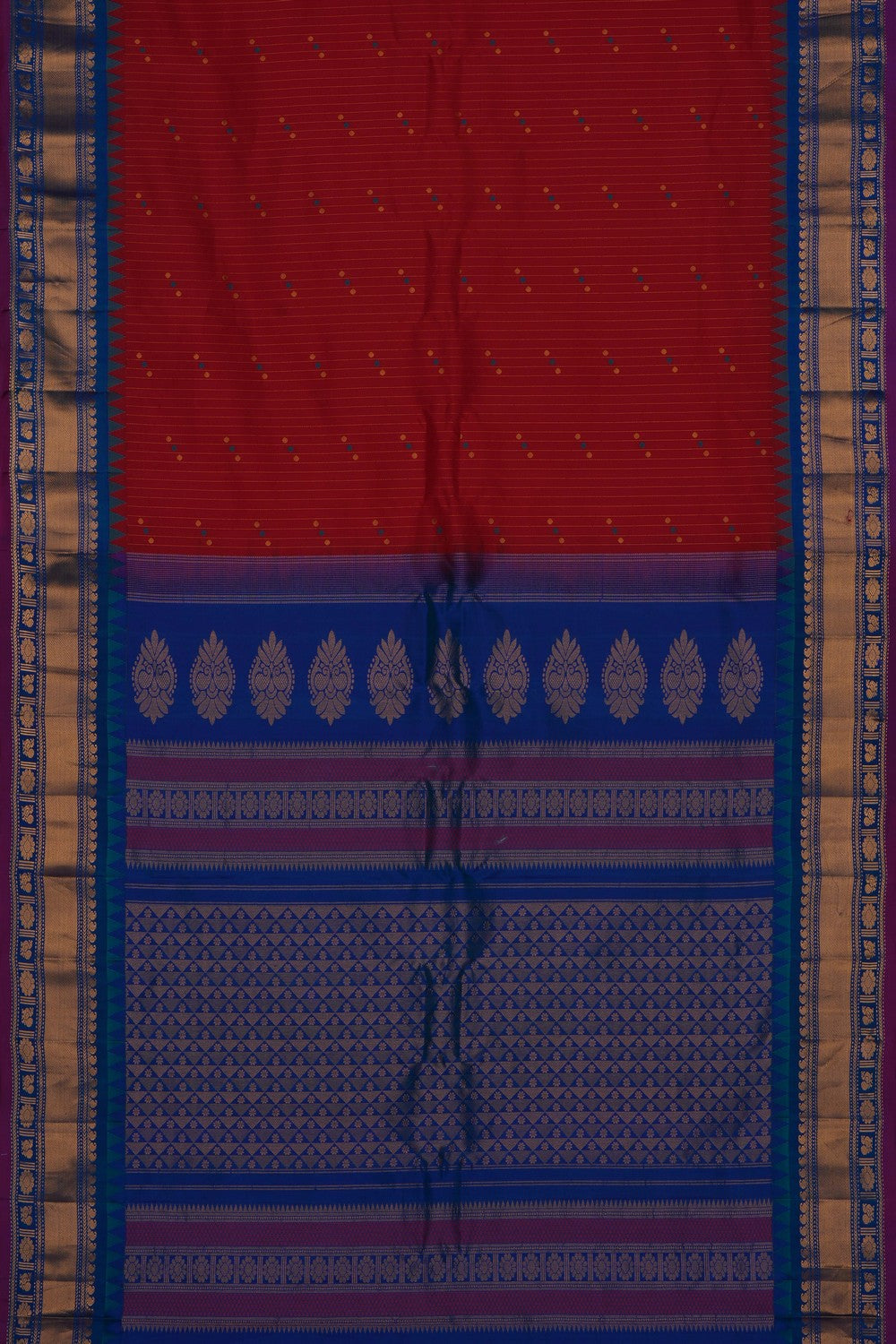 Image of Red Gadwal Silk Saree