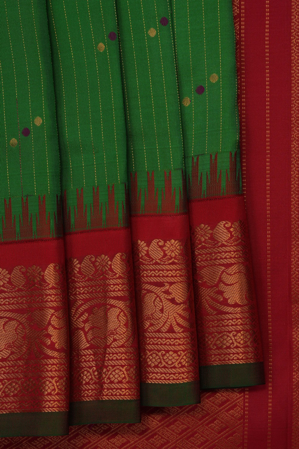 Image of Green Gadwal Silk Saree