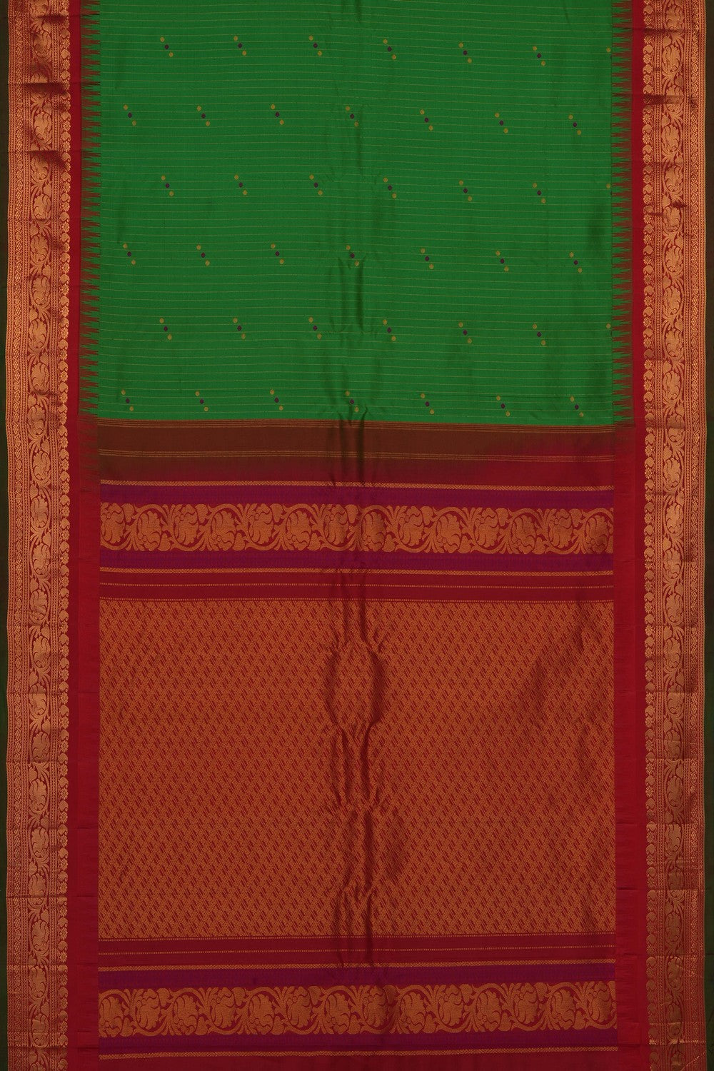 Image of Green Gadwal Silk Saree