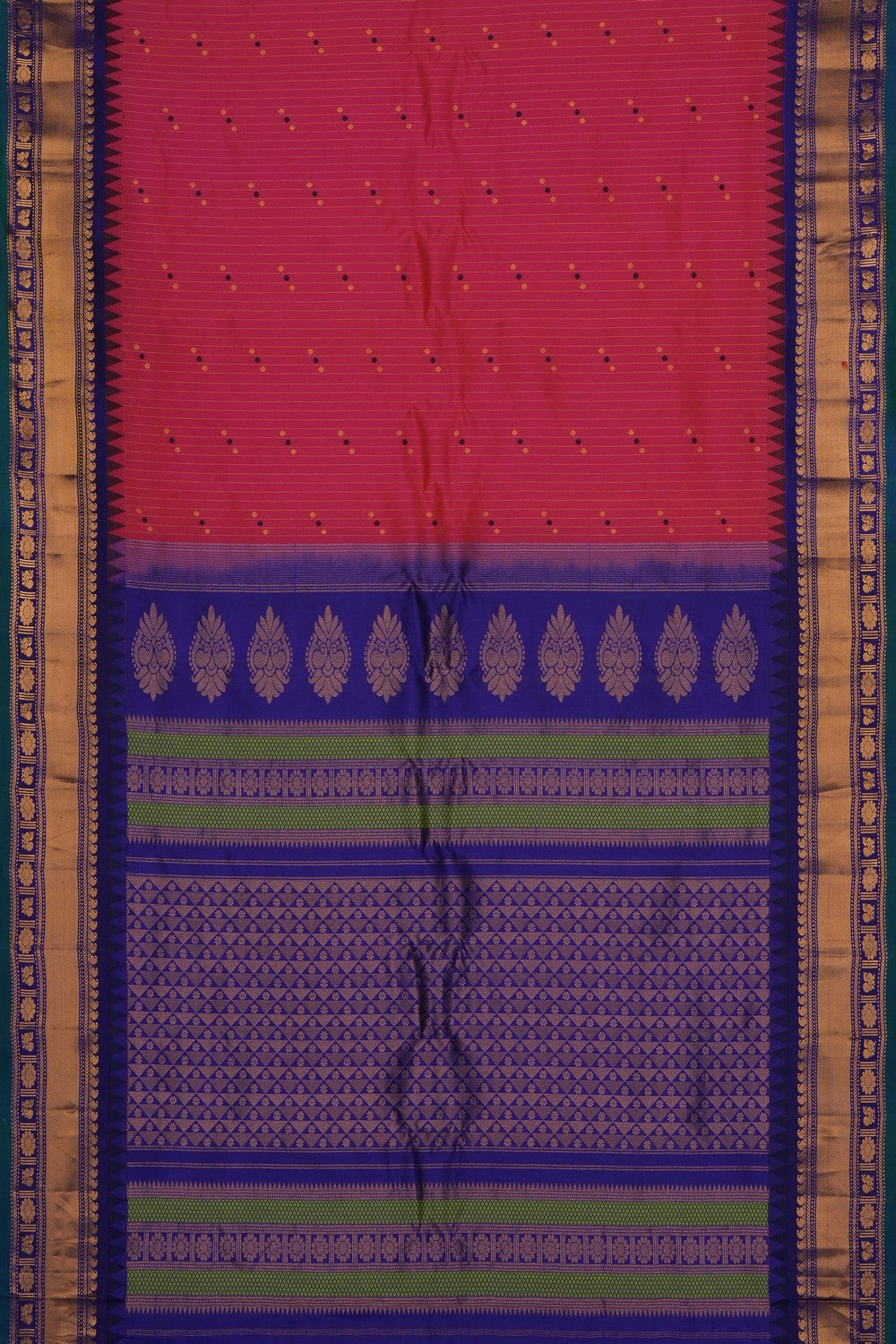 Image of Fushsia-Pink Gadwal Silk Saree