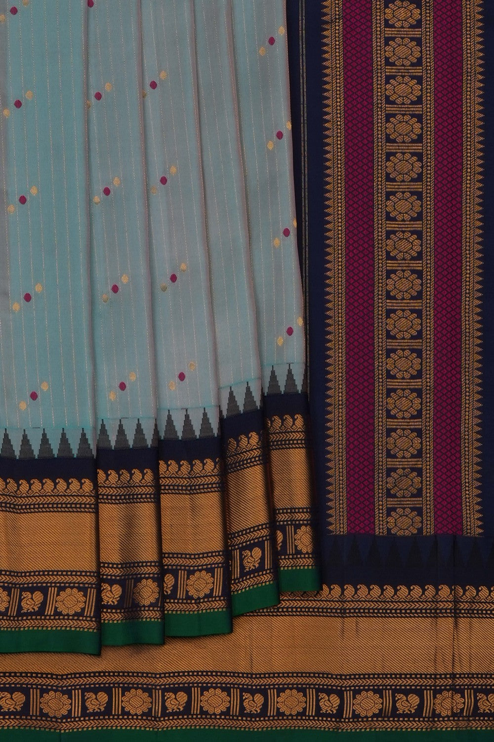 Image of Smoky-Grey Gadwal Silk Saree