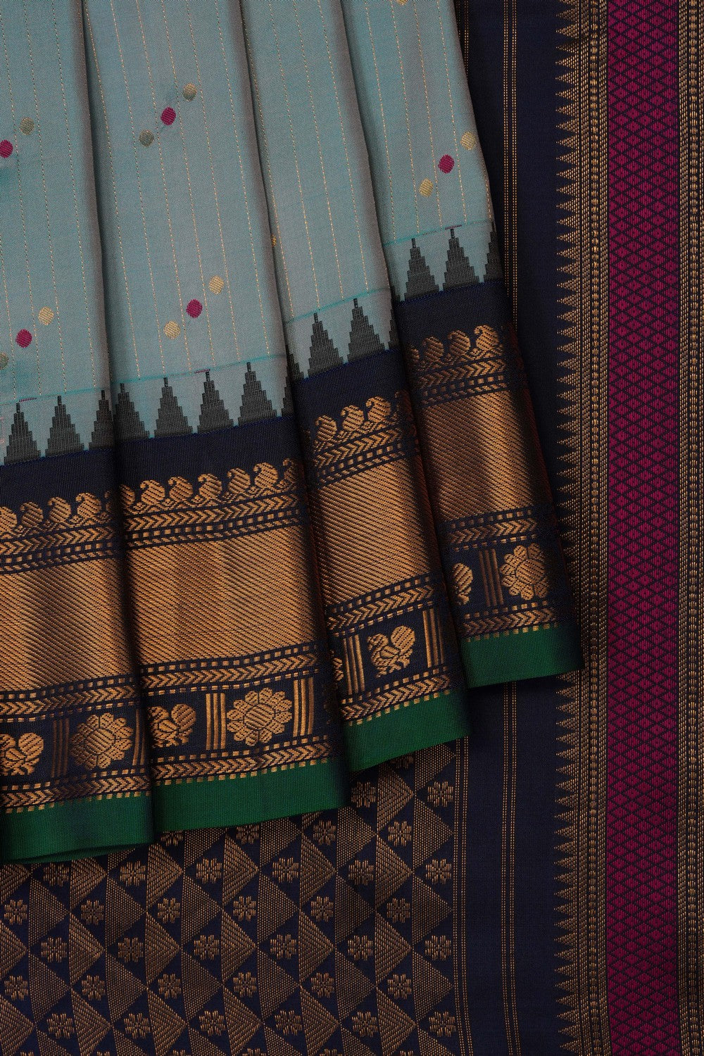 Image of Smoky-Grey Gadwal Silk Saree