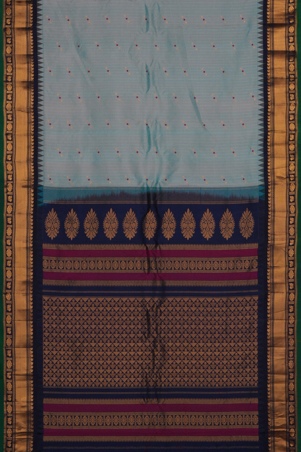 Image of Smoky-Grey Gadwal Silk Saree