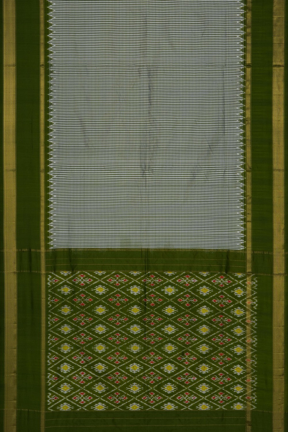 Image of Green Pochampally Ikat Silk Saree
