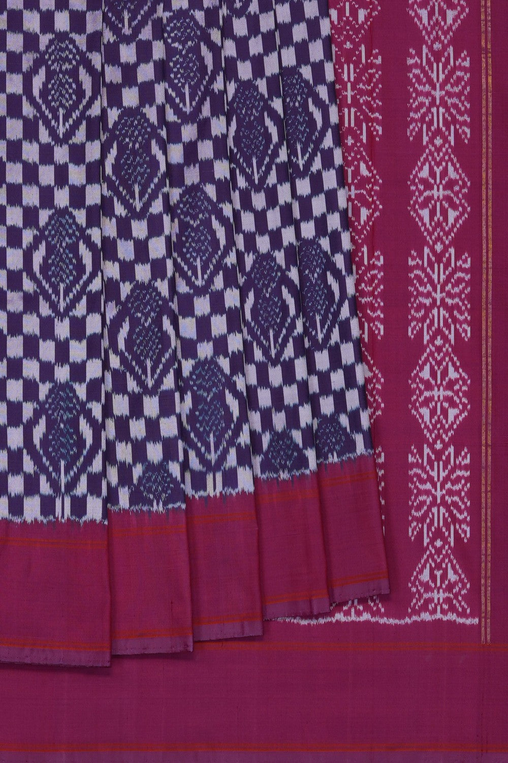 Image of Purple Pochampally Ikat Silk Saree