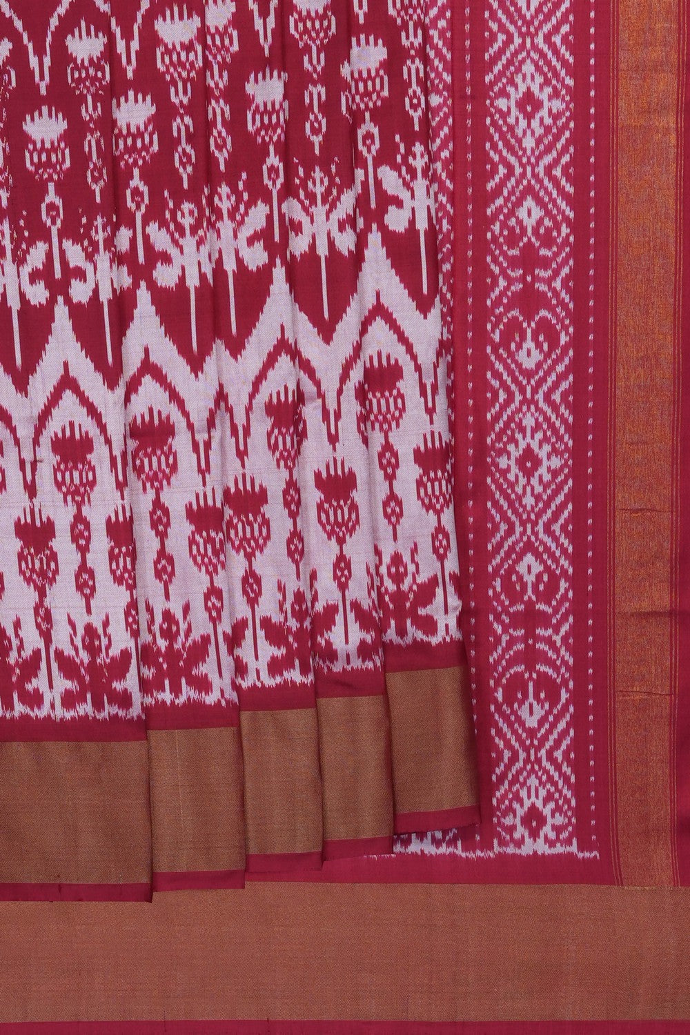 Image of Pink Pochampally Ikat Silk Saree