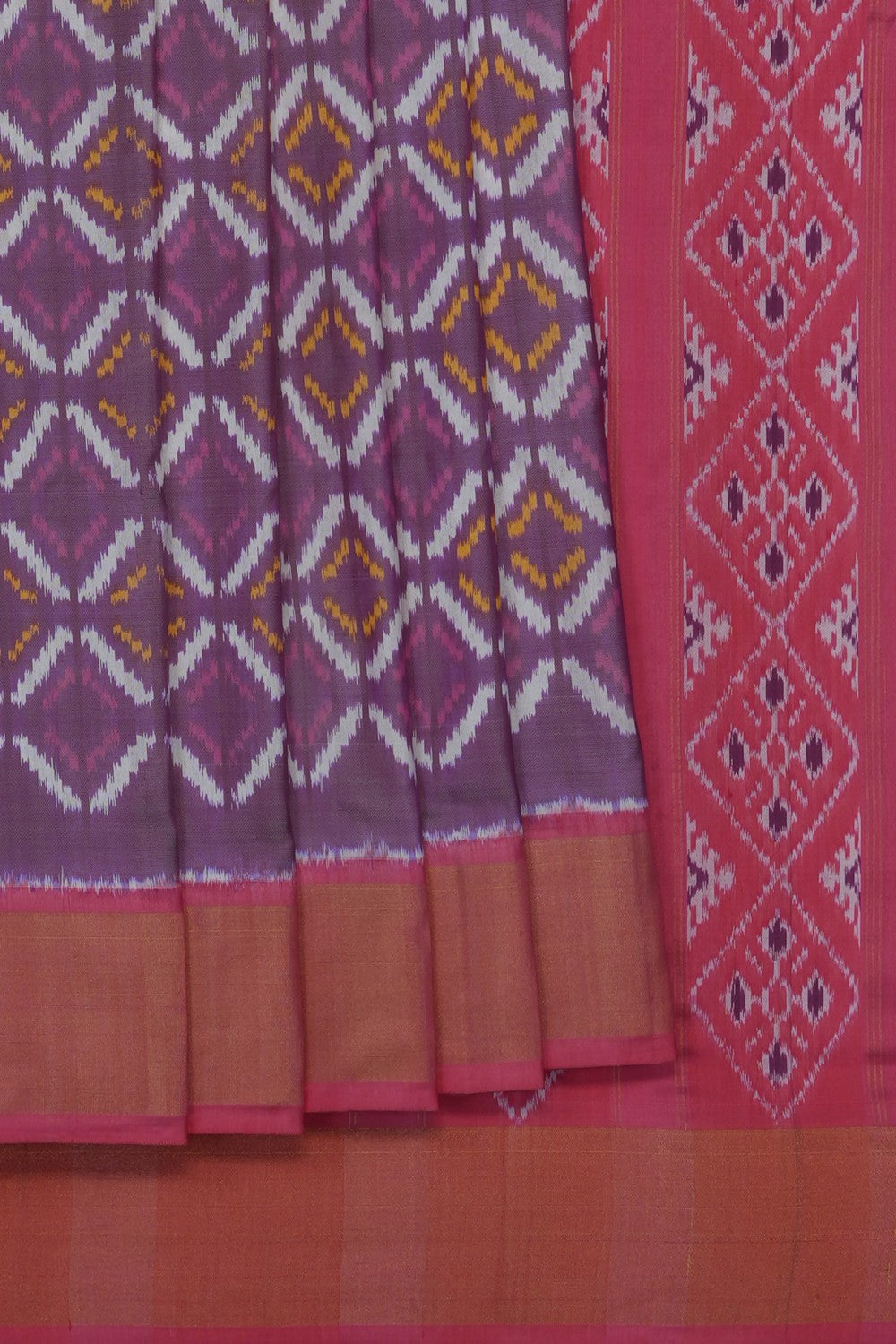 Image of Purple Pochampally Ikat Silk Saree