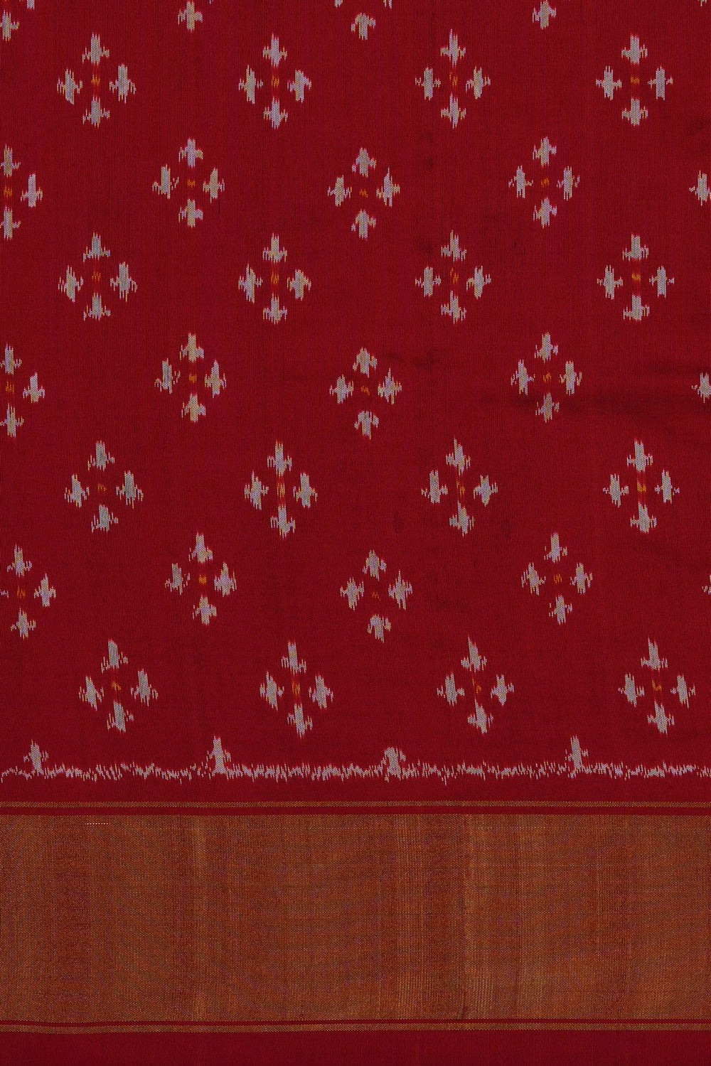 Image of Red Pochampally Ikat Silk Saree