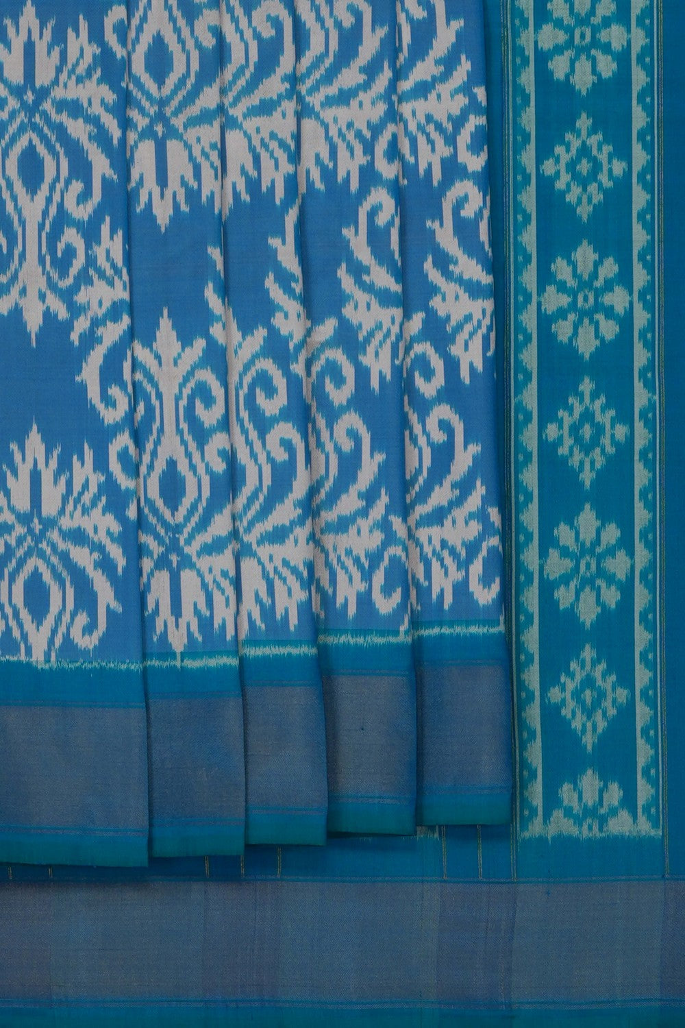 Image of Blue Pochampally Ikat Silk Saree