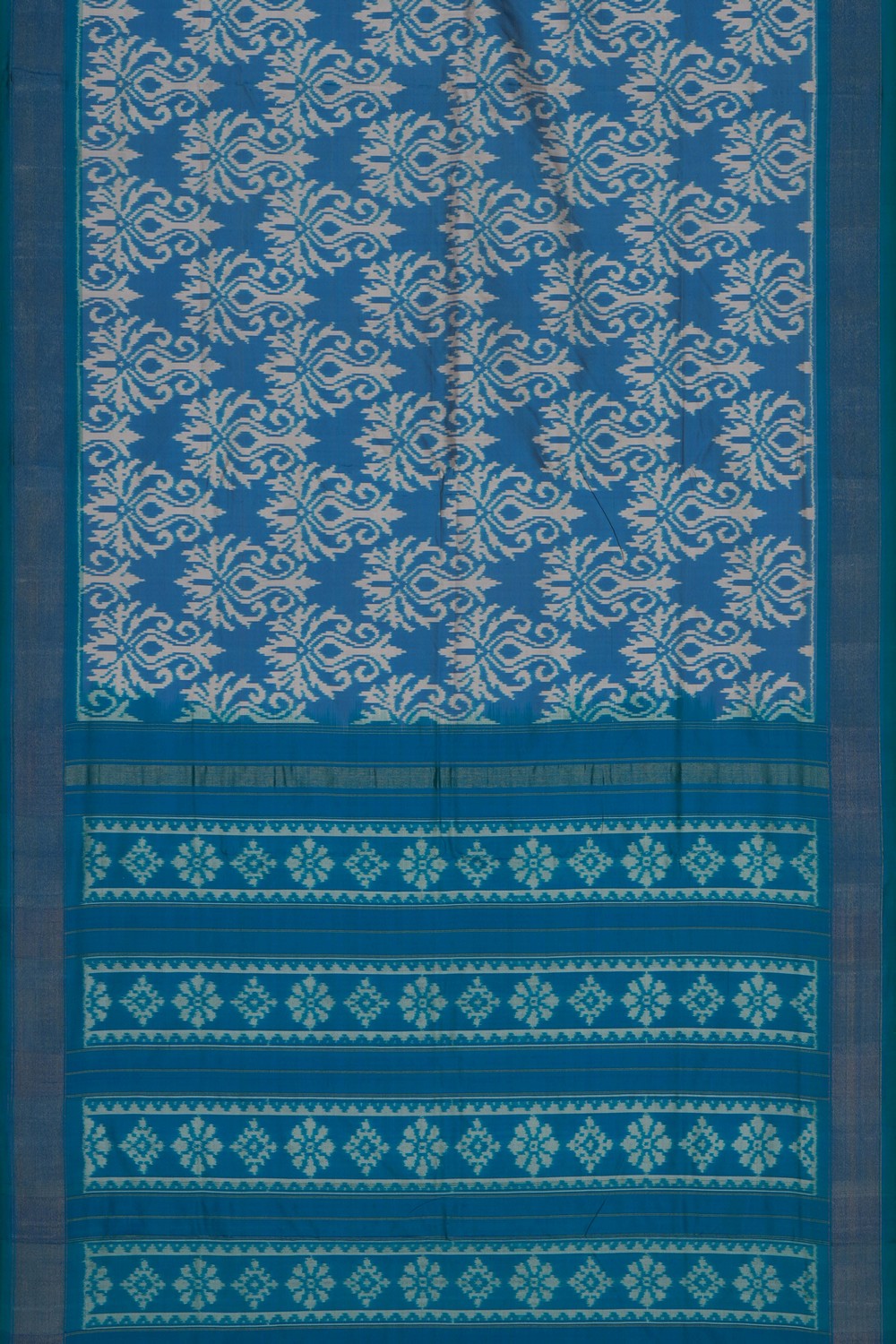 Image of Blue Pochampally Ikat Silk Saree