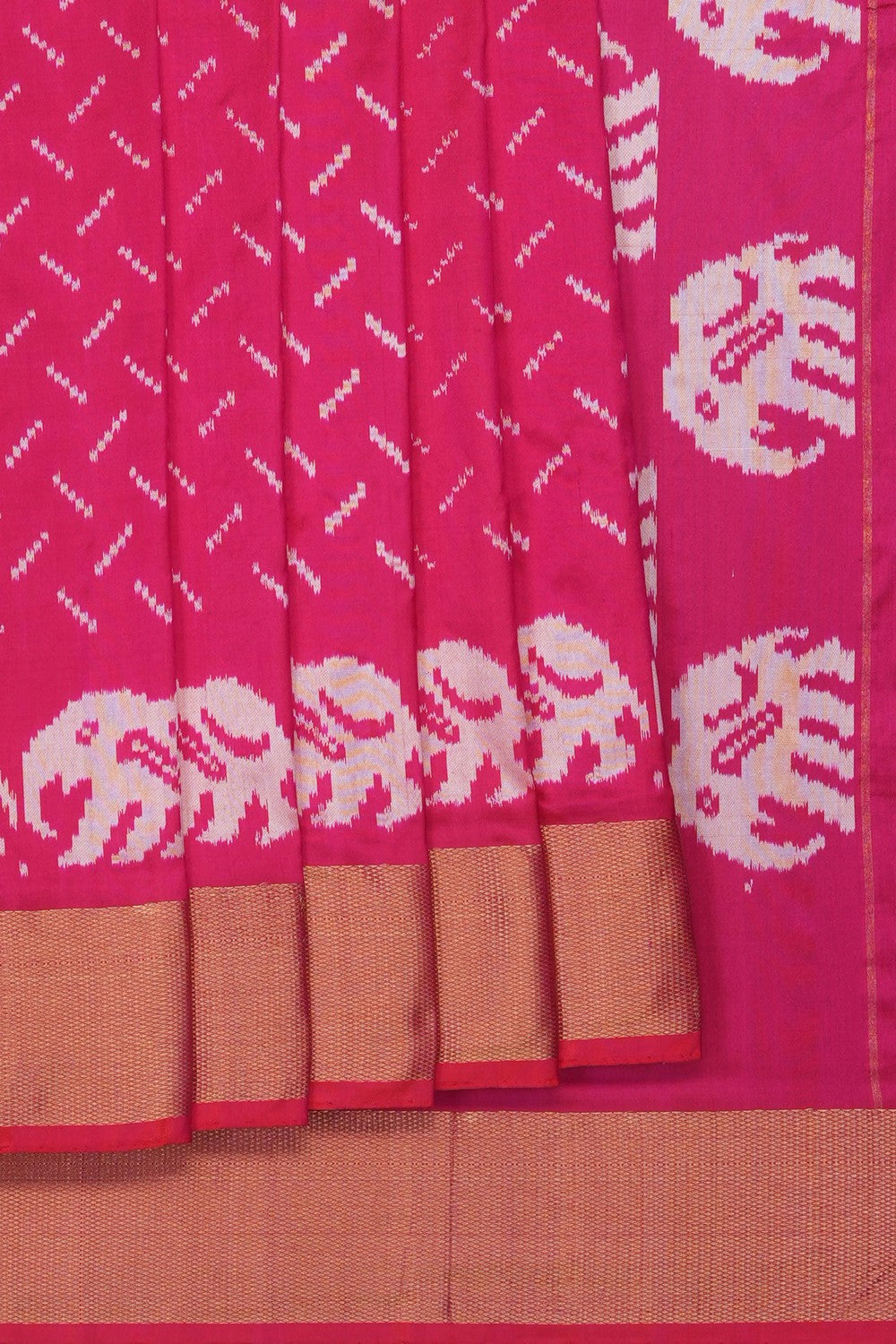 Image of Pink Pochampally Ikat Silk Saree