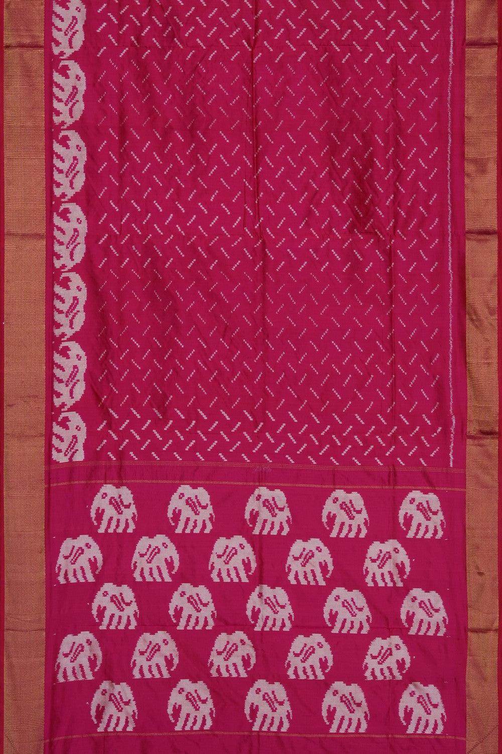Image of Pink Pochampally Ikat Silk Saree