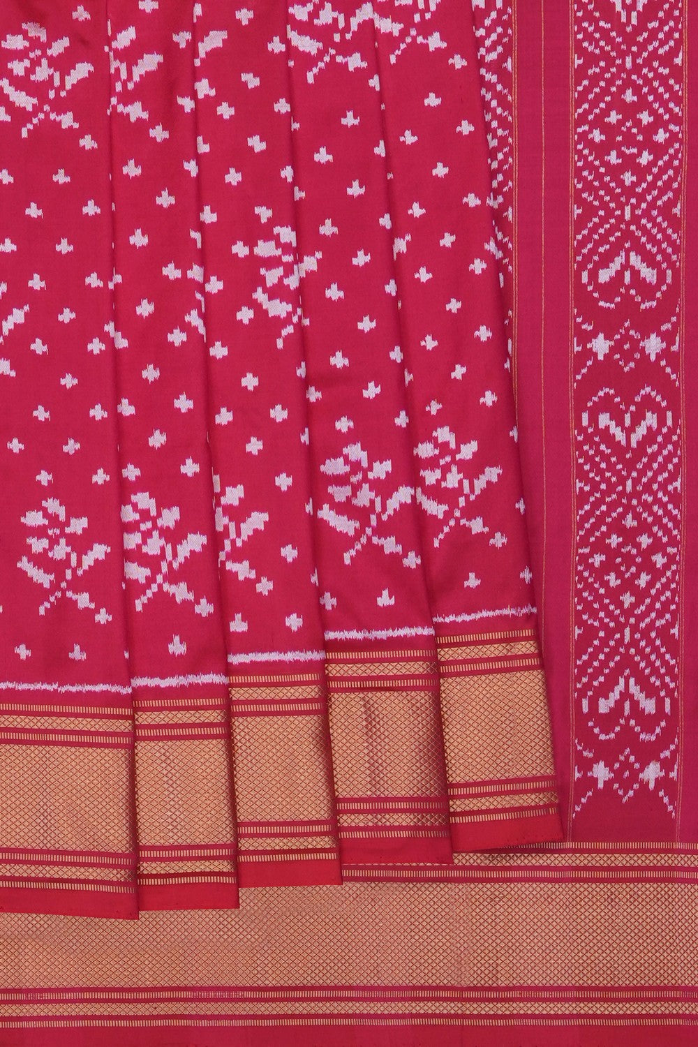 Image of Pink Pochampally Ikat Silk Saree