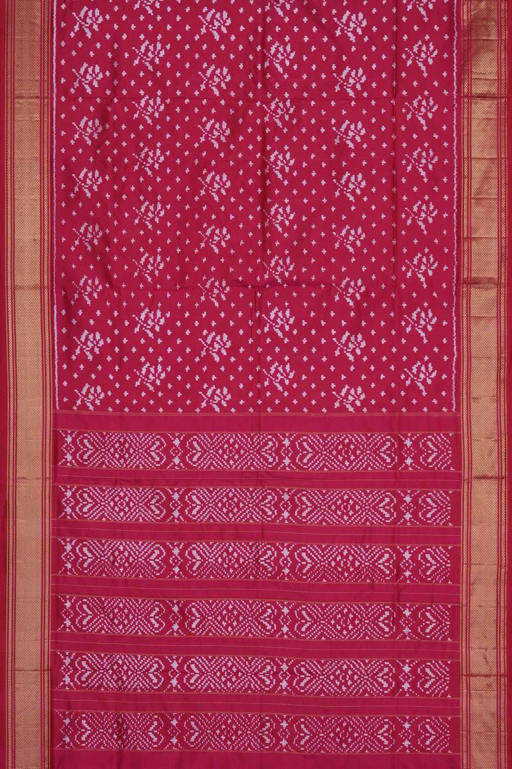 Image of Pink Pochampally Ikat Silk Saree