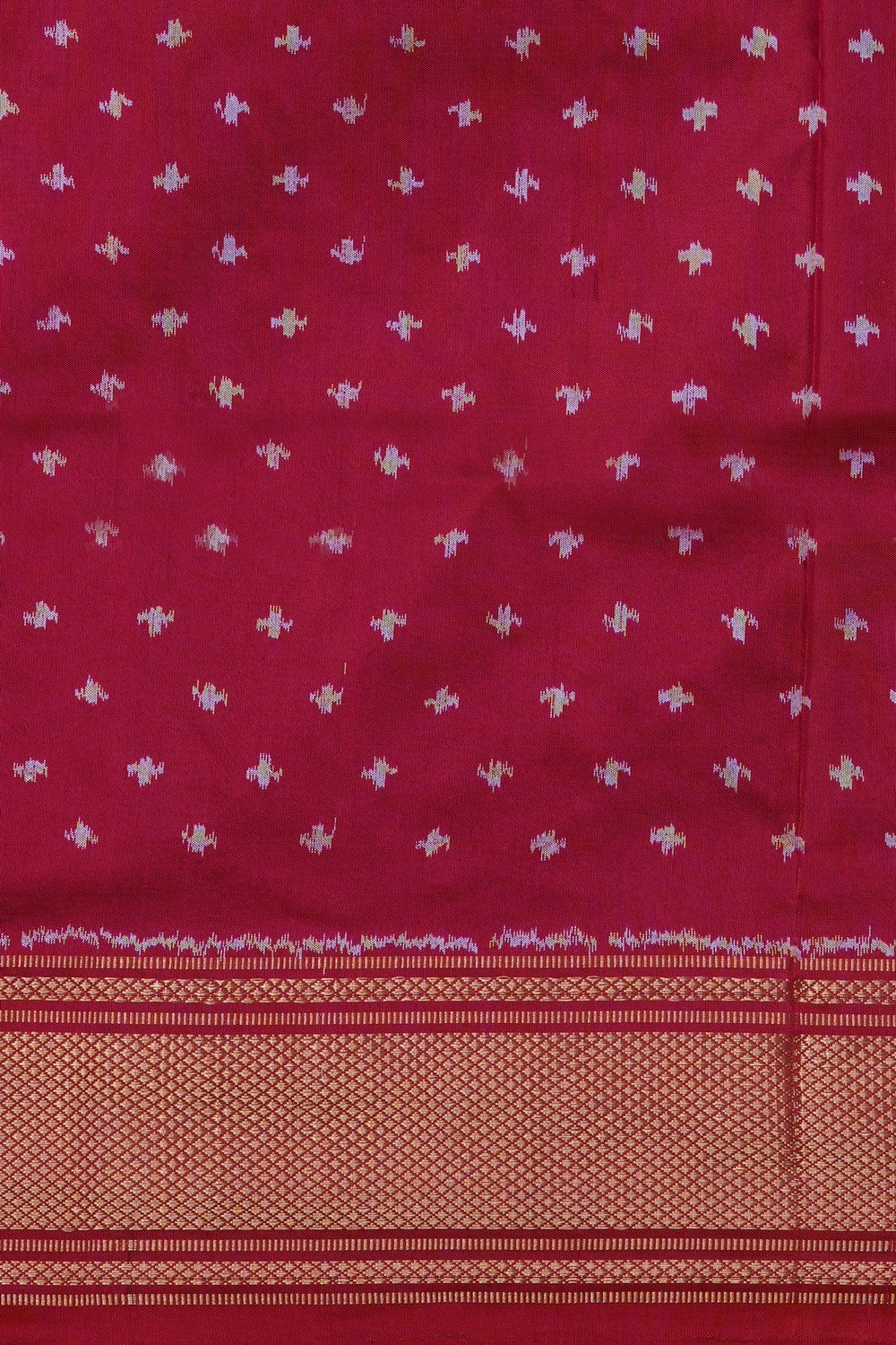 Image of Pink Pochampally Ikat Silk Saree