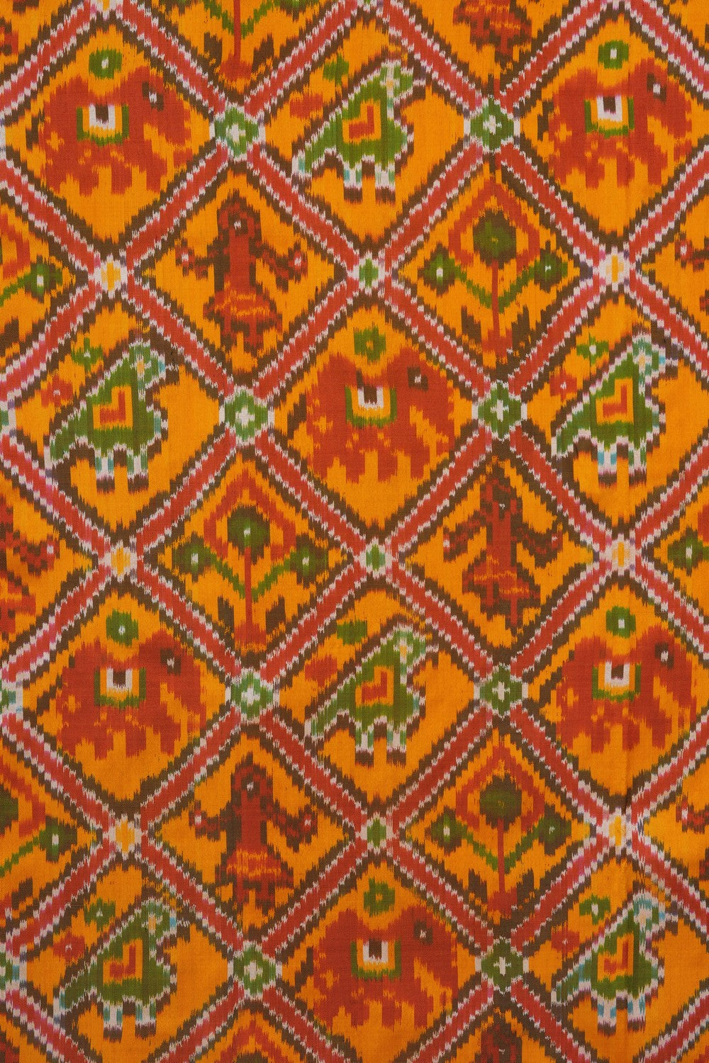 Image of Mustard Pochampally Ikat Silk Saree