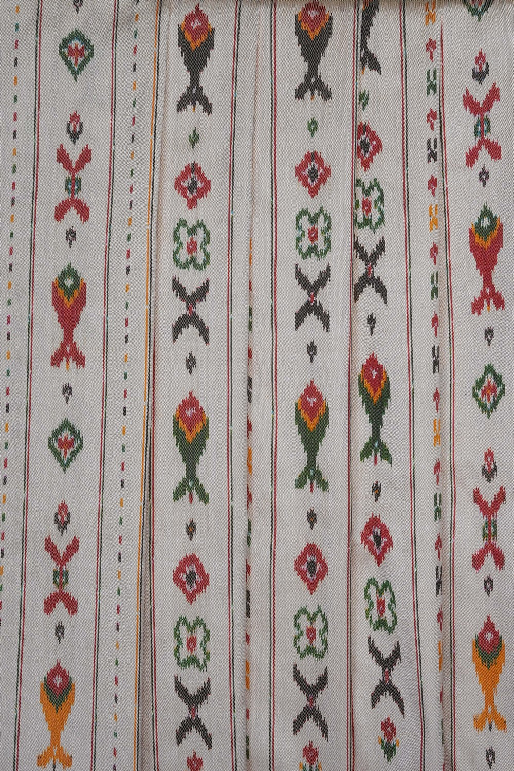 Image of Off-White Pochampally Ikat Silk Saree