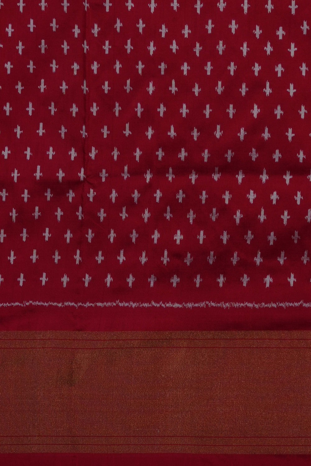 Image of Off-White Pochampally Ikat Silk Saree