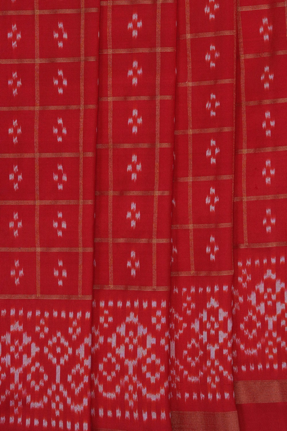 Image of Red Pochampally Ikat Silk Saree