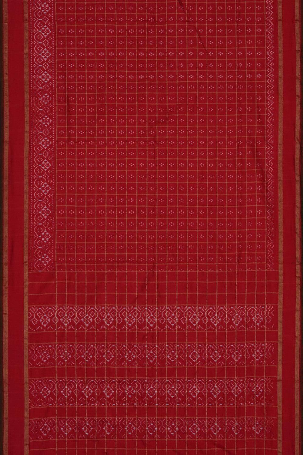 Image of Red Pochampally Ikat Silk Saree