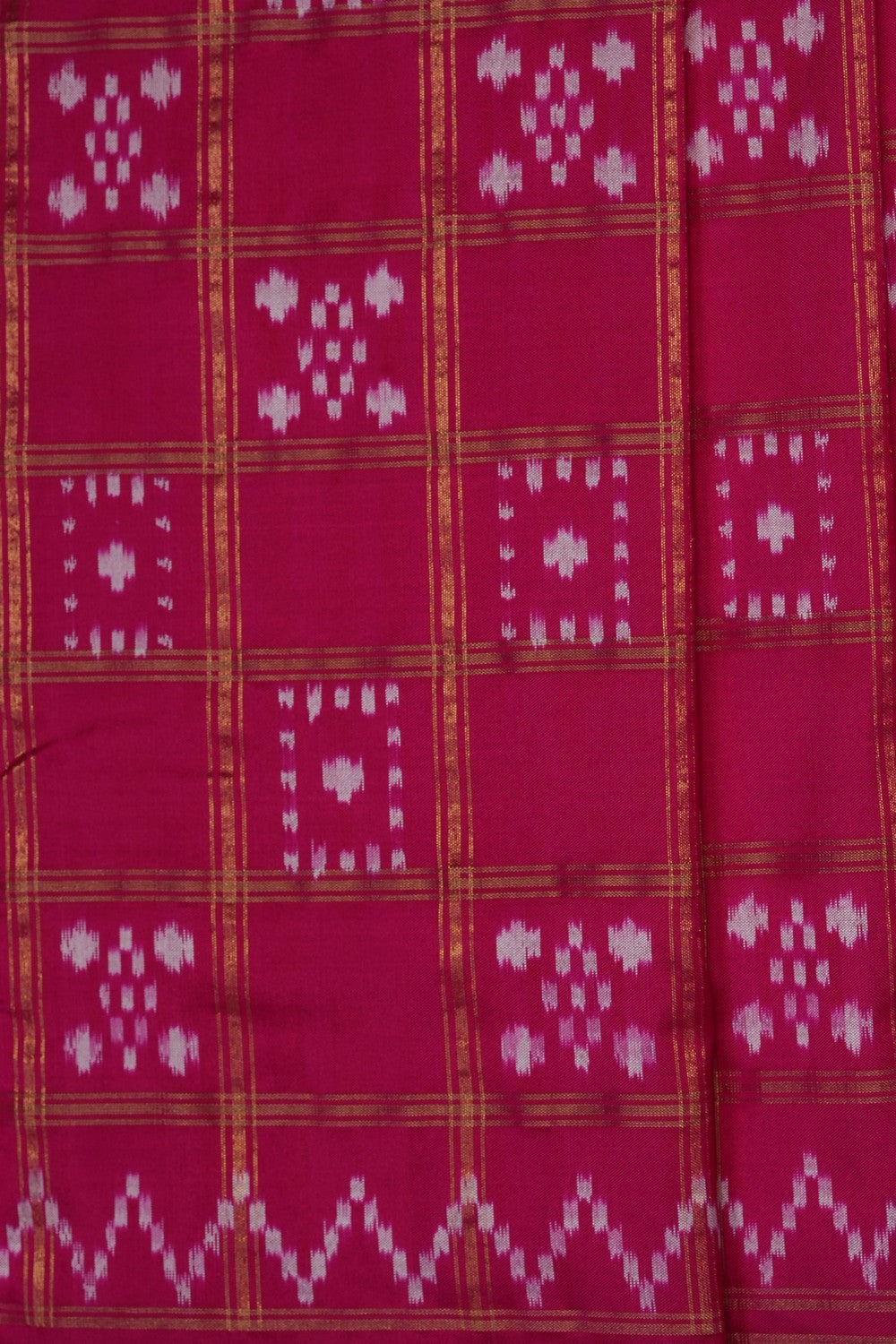 Image of Pink Pochampally Ikat Silk Saree