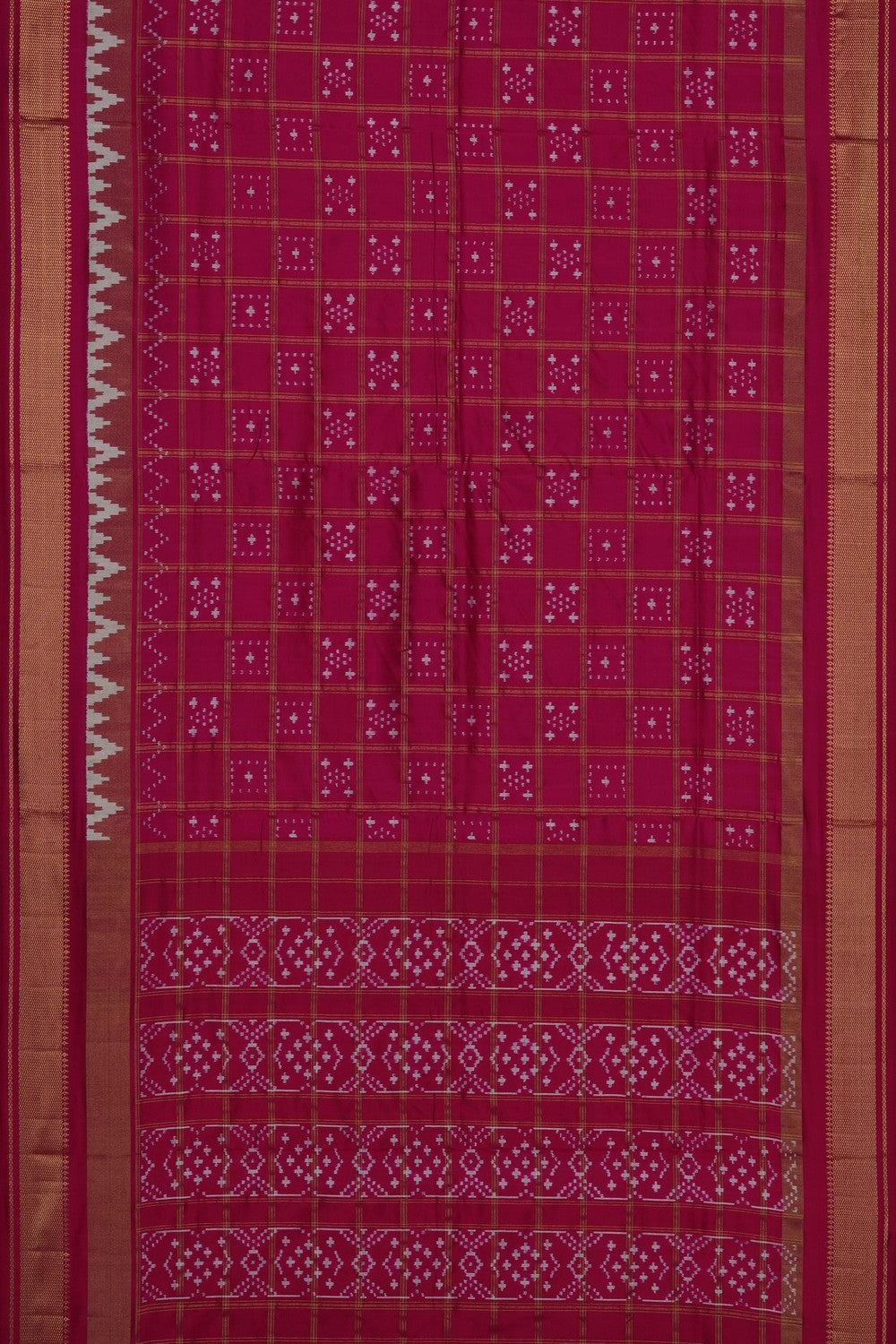 Image of Pink Pochampally Ikat Silk Saree