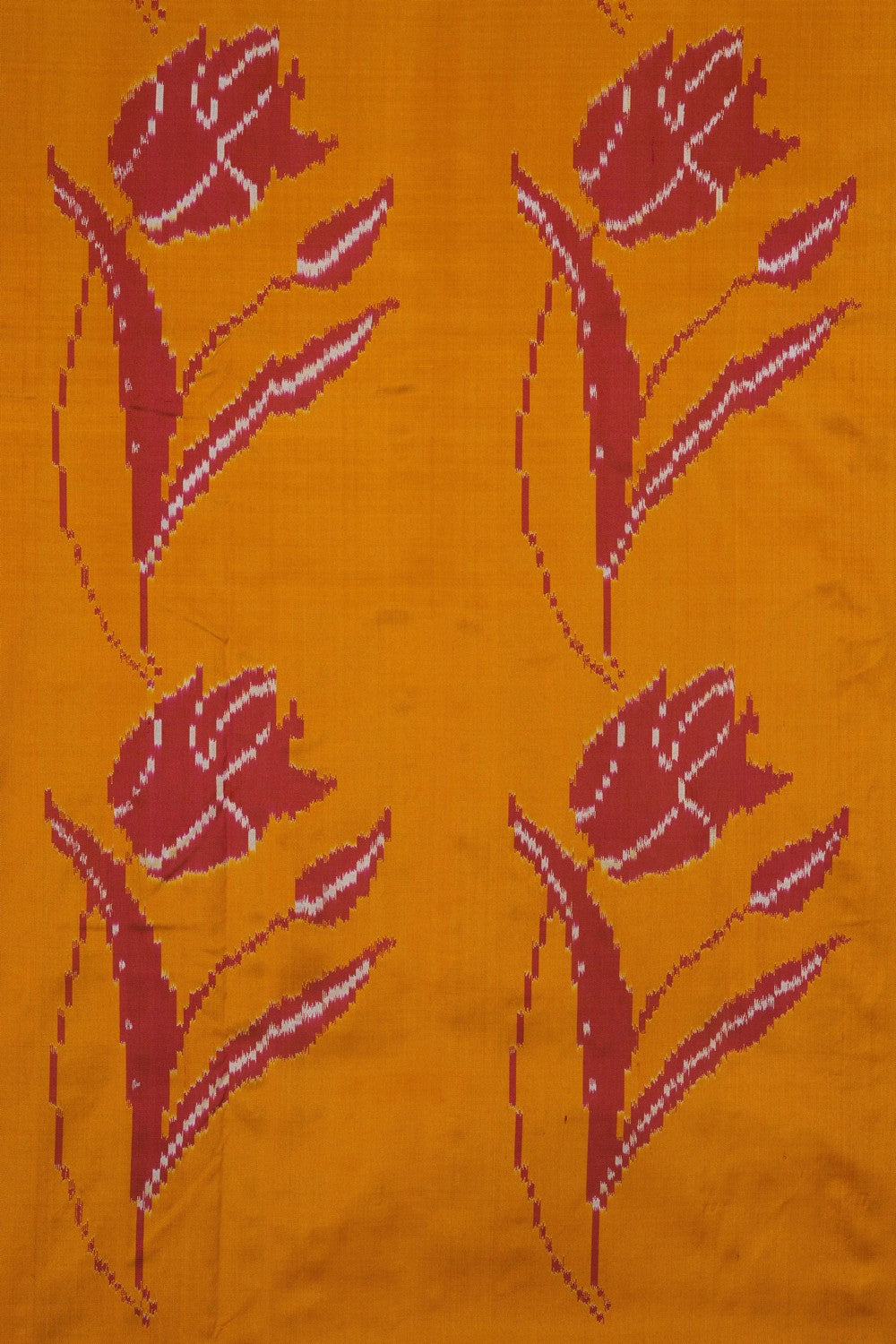 Image of Mustard Pochampally Ikat Silk Saree